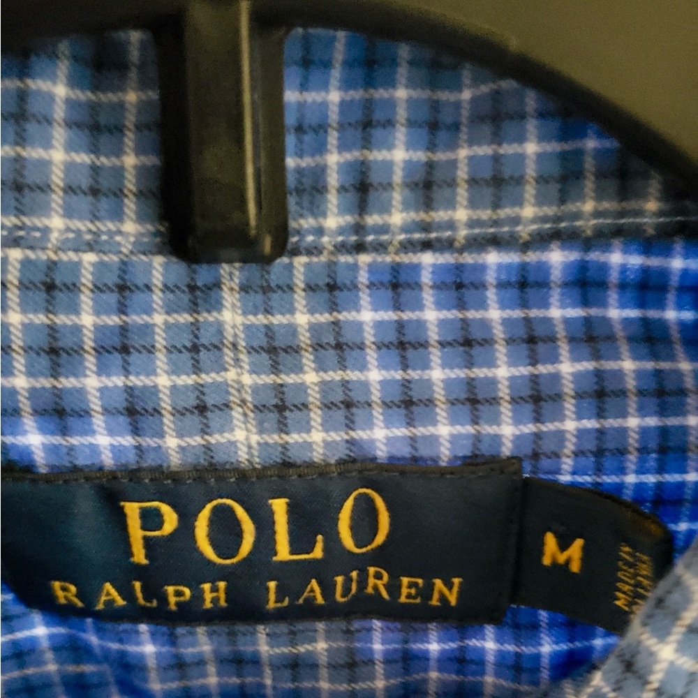 Polo Ralph Lauren Men's Medium Check Long Sleeve Button Down Shirt Blue - Picture 4 of 5